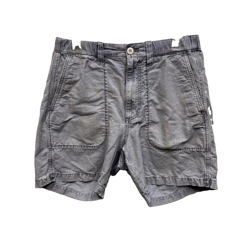 Madewell Women Shorts S Gray Pockets Drawstring Zip Button Cotton Hemp